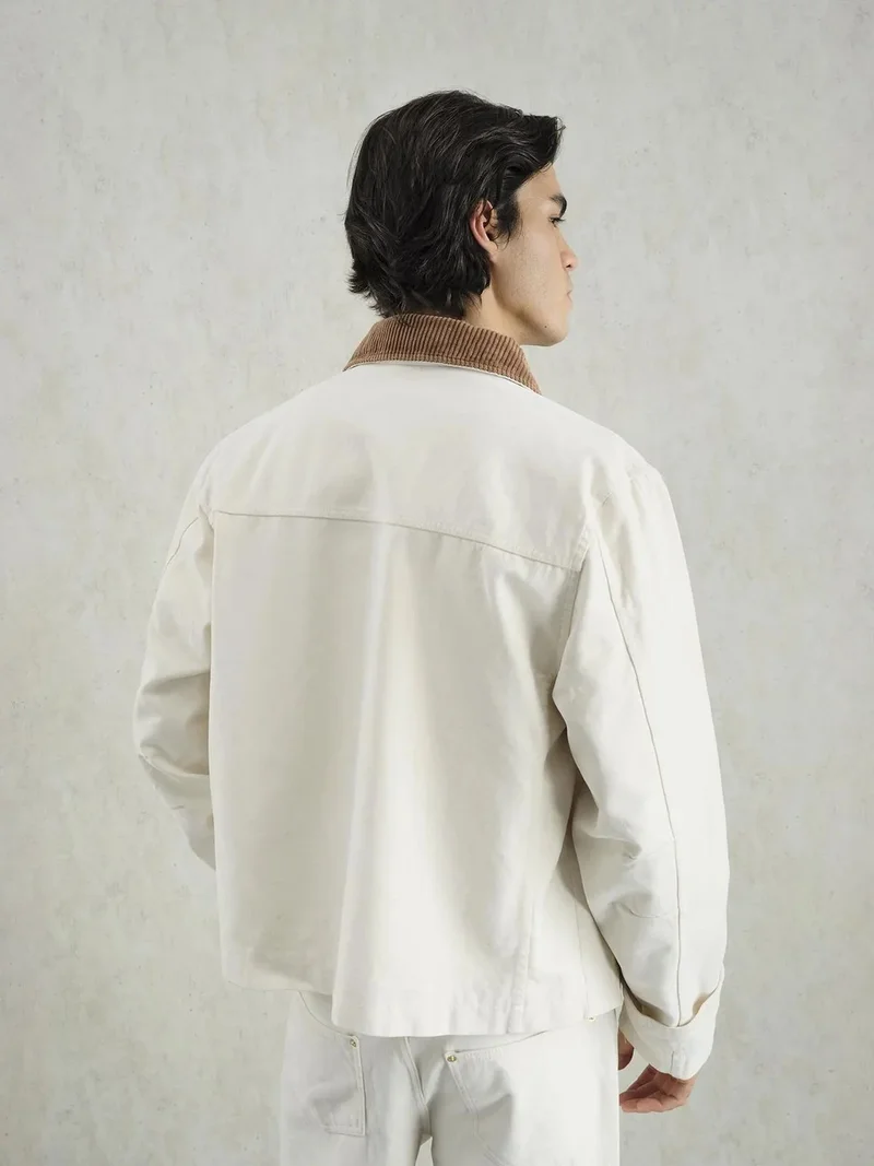 Giesto Cream Natural GIESTO Collar Detailed Seasonal Jacket with Pockets for Men | Best Price UAE